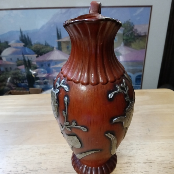 🏫2 VINTAGE FLORAL POTTERY VASE🏬🎋SIZE 8"×4"& 8.5"×4",ART NOUVEAU FLORAL DECOR. - Picture 5 of 12